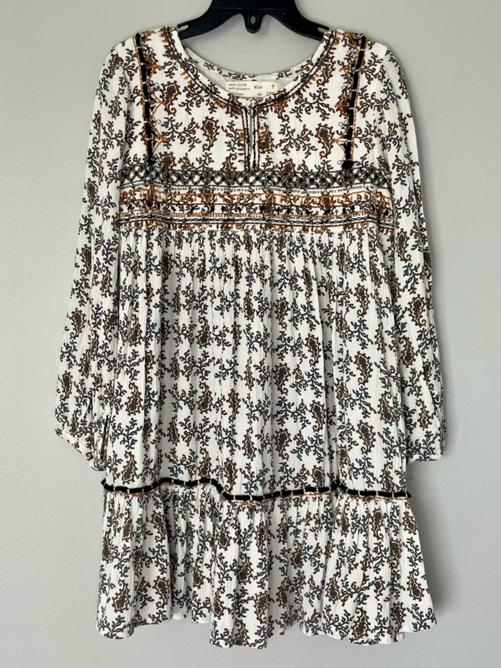 Zara Boho Floral Embroidered Long Sleeve Dress